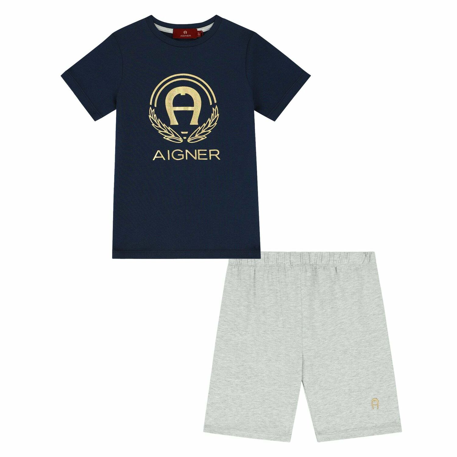 Boys Navy & Grey Logo Pyjamas, 1, hi-res