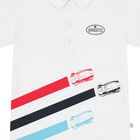 Younger Boys White Logo Polo Shirt, 1, hi-res