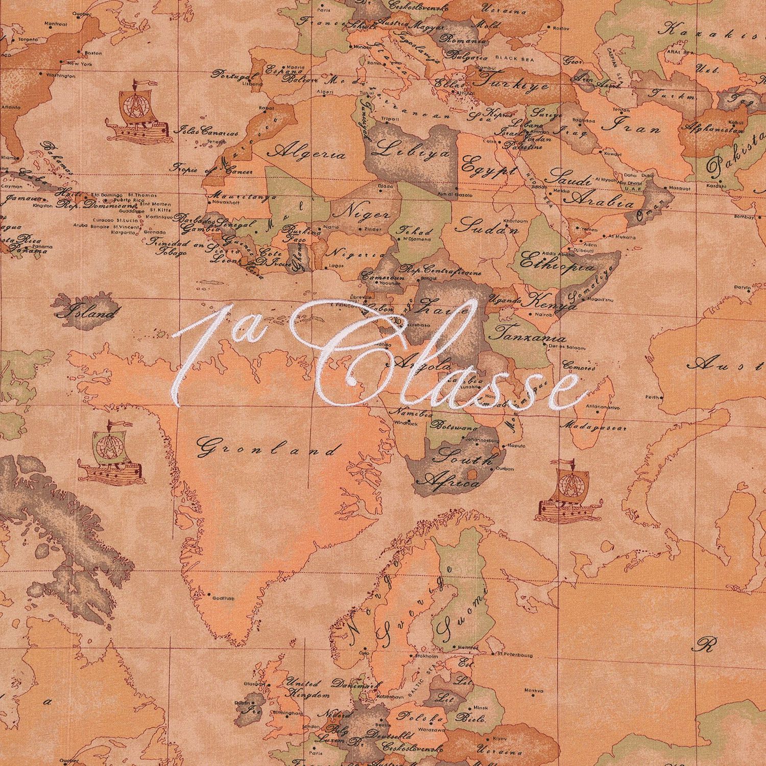 طقم هدايا ملابس أطفال بطبعة خريطة جغرافية باللونين البيج والوردي, 2, hi-res