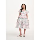 Girls White & Pink Rose Layered Dress, 1, hi-res