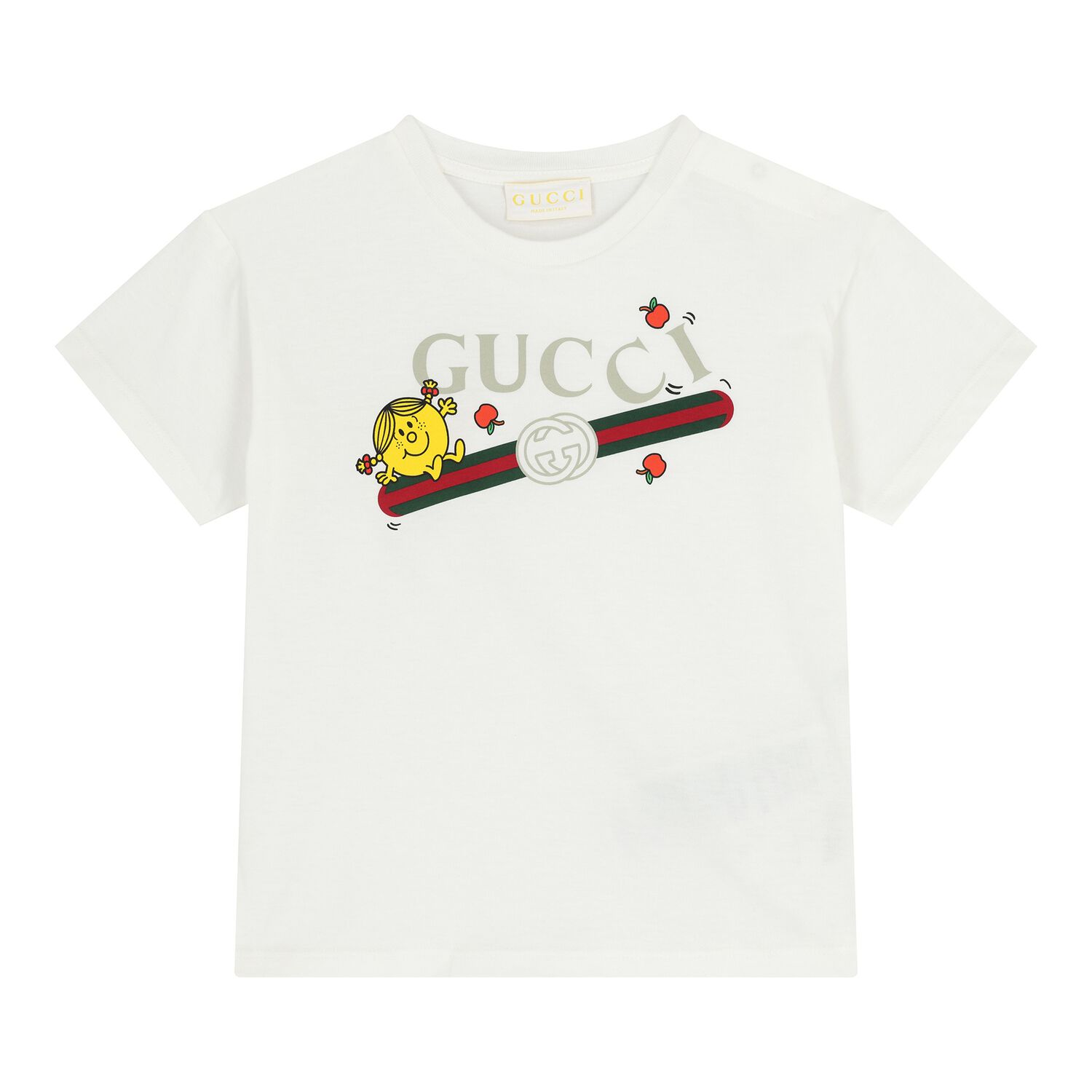 Baby Girls White Web Striped T-Shirt, 1, hi-res