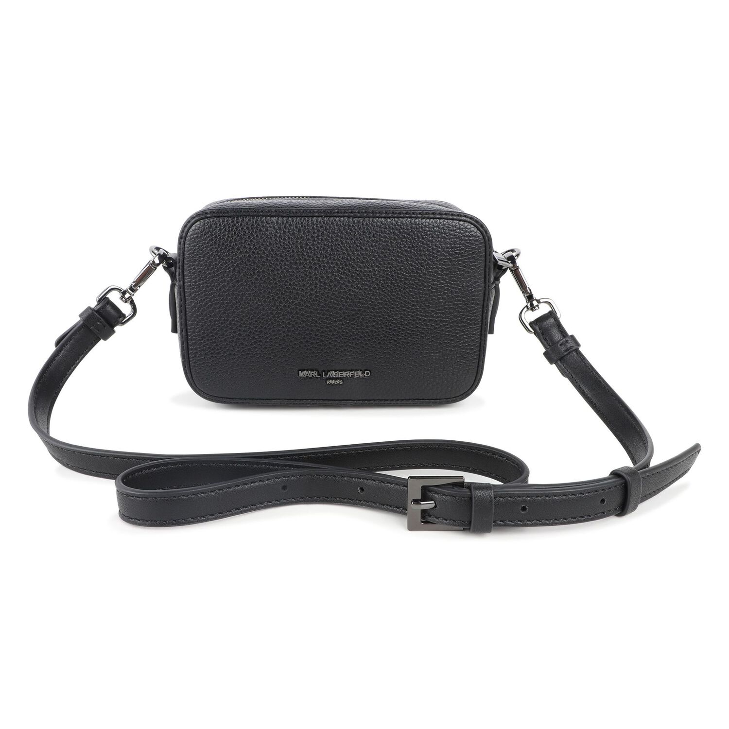 Girls Black Leather Logo Handbag, 1, hi-res
