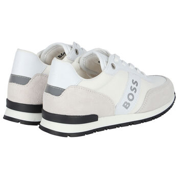 Boys White Logo Trainers