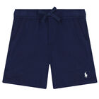 Baby Boys Navy Logo Shorts, 1, hi-res