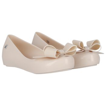 Girls Beige Bow Jelly Shoes