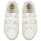 White Logo Leather Trainers , 1, hi-res
