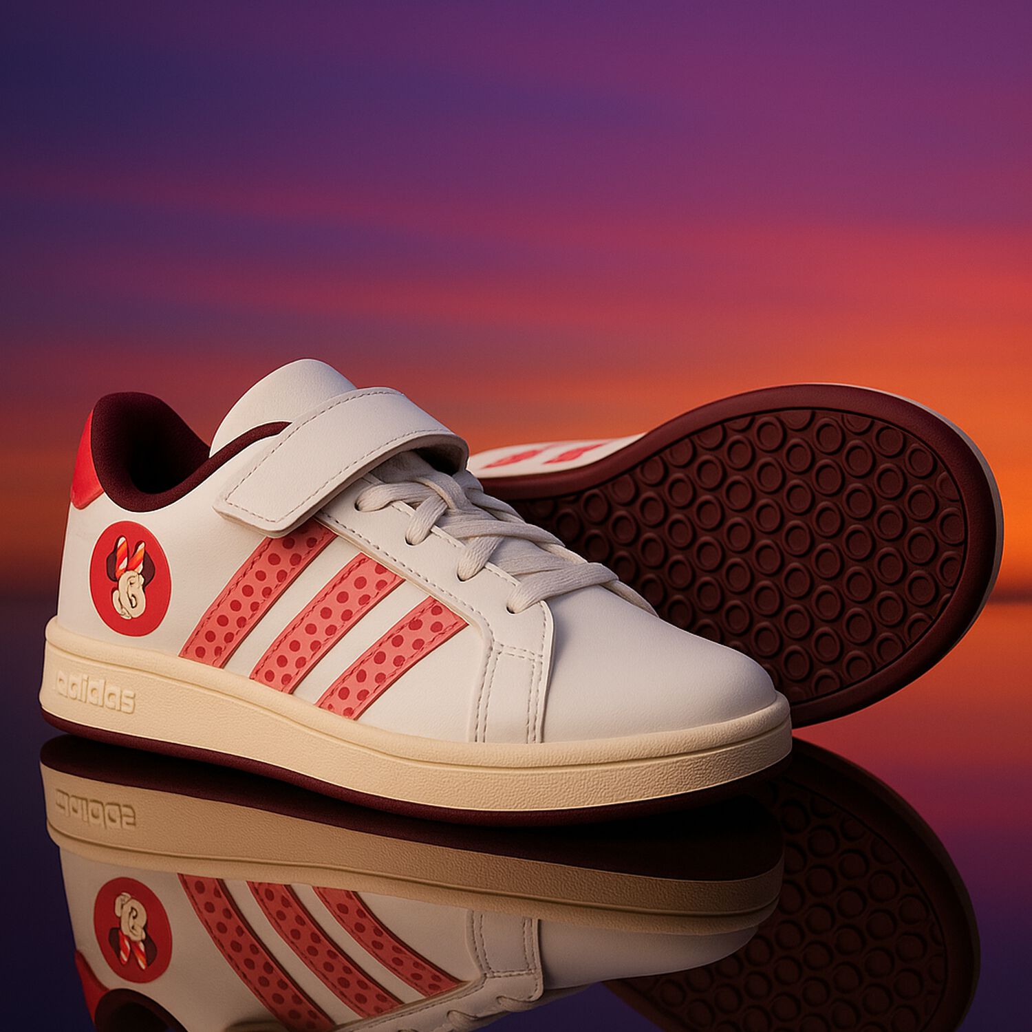 حذاء رياضي جراند كورت ميني للبنات باللونين الأبيض والوردي, 1, hi-res image number null