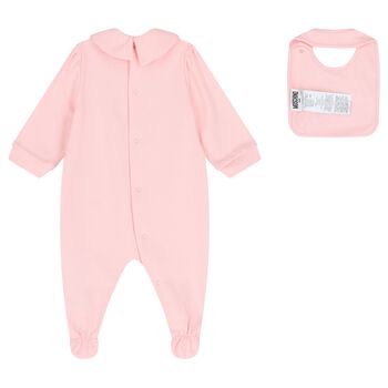 Baby Girls Pink Teddy Bear Logo Babygrow Gift Set