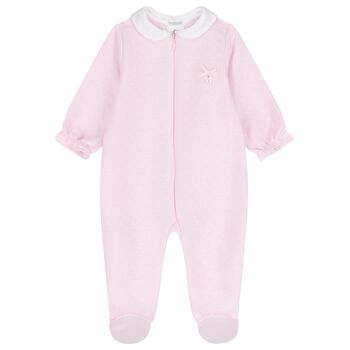 Baby Girls Pink & White Babygrow