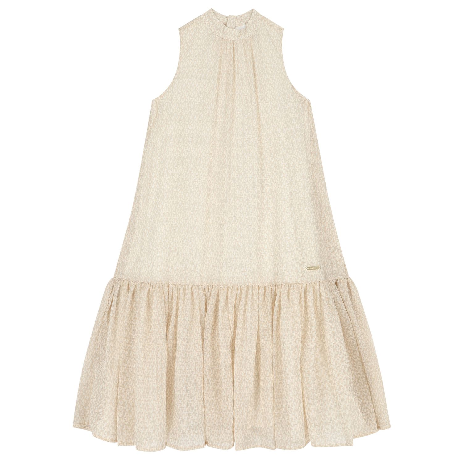Girls Beige Logo Sleeveless Dress, 1, hi-res