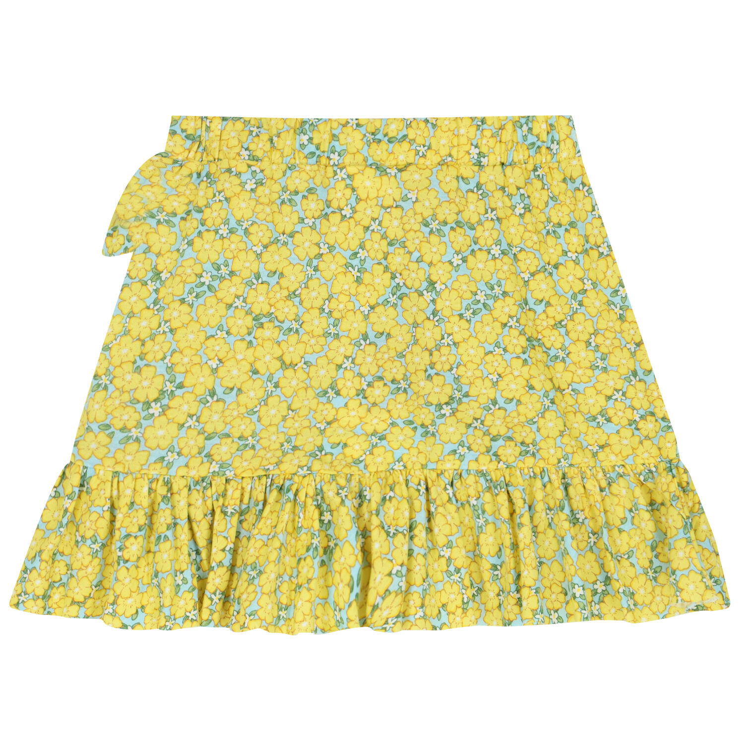 Girls Blue & Yellow Floral Skirt, 1, hi-res image number null
