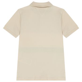 Boys Beige Logo Polo Shirt