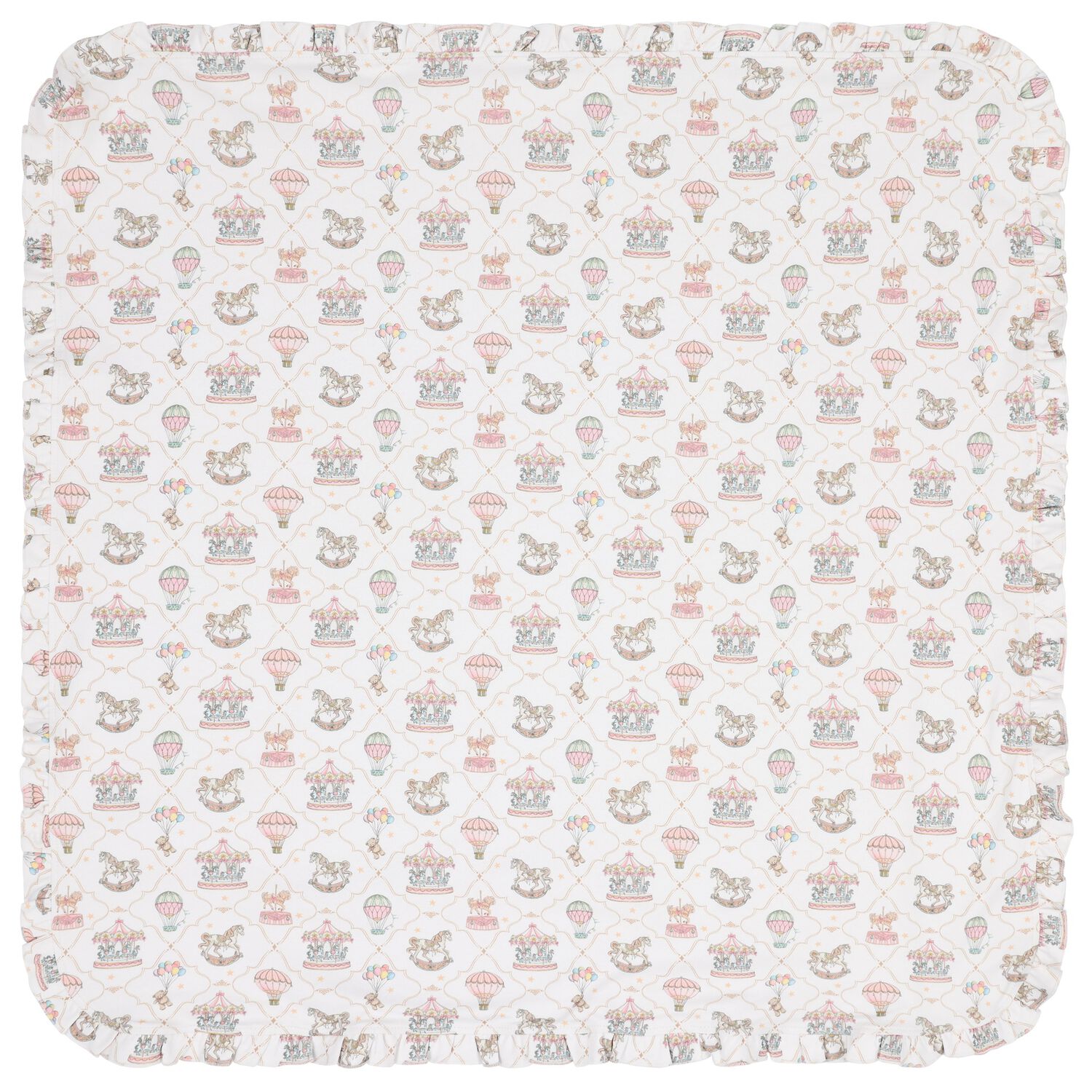 Baby Girls Pink & White Carousel & Hot Air Balloon Blanket, 1, hi-res image number null