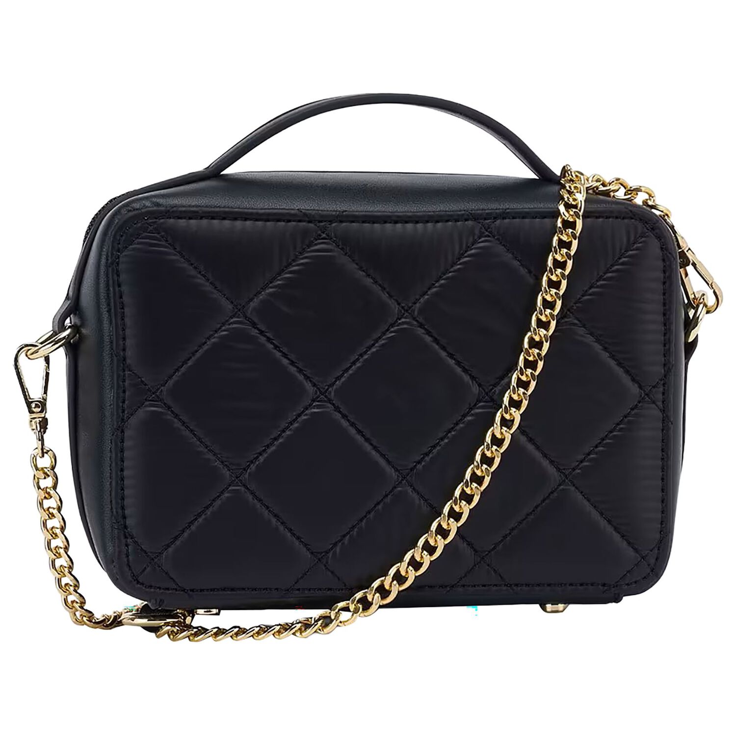 Girls Black Quilted Handbag, 1, hi-res
