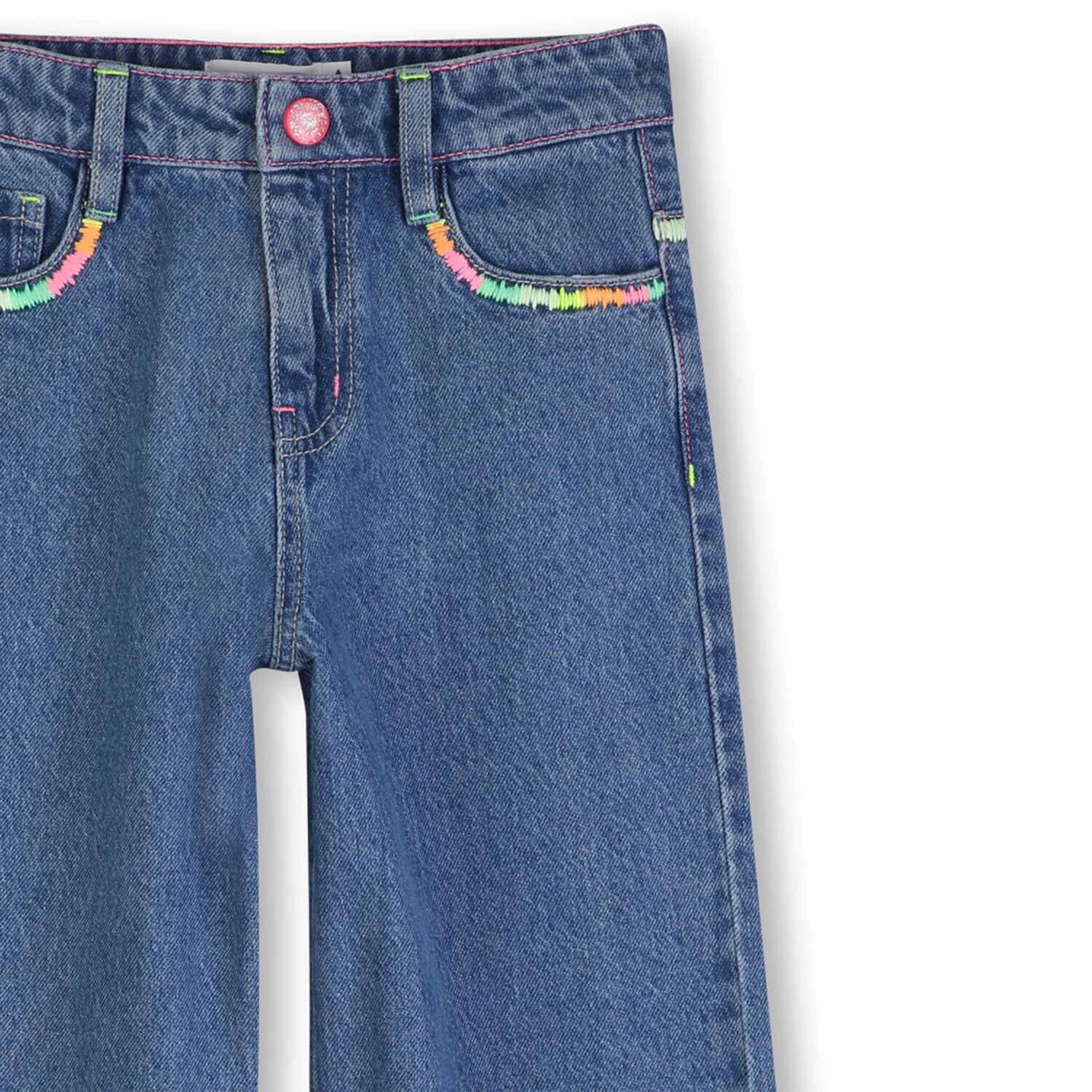 Girls Blue Denim Wide Leg Jeans, 1, hi-res