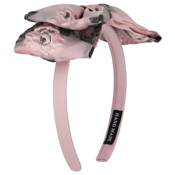 Girls Pink Floral Organza Brocade Headband