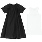 طقم فستان بالشعار باللون الأسود والأبيض , 1, hi-res