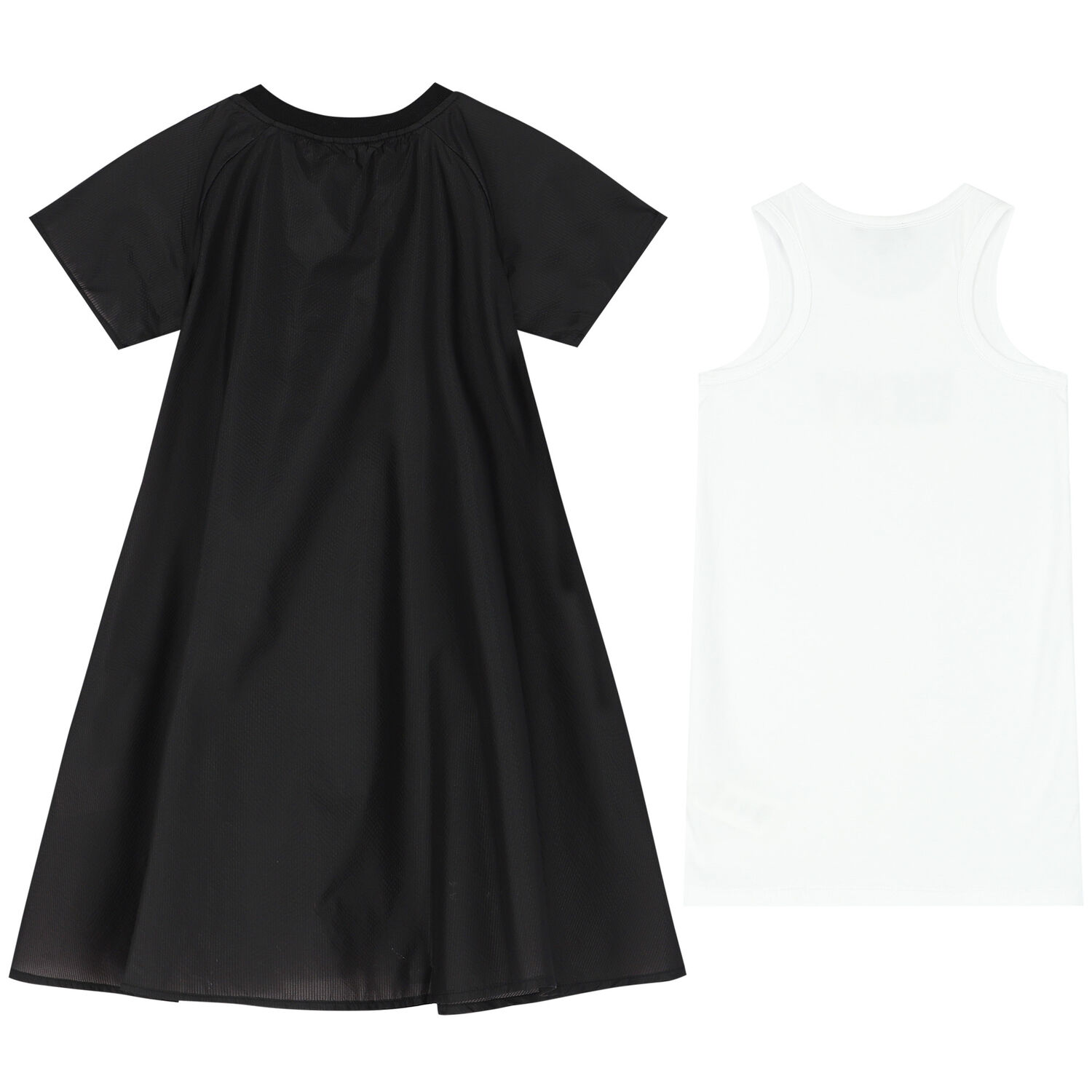 طقم فستان بالشعار باللون الأسود والأبيض , 1, hi-res