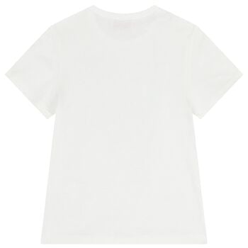 تيشيرت باللون أبيض مطرز بشعار للبنات