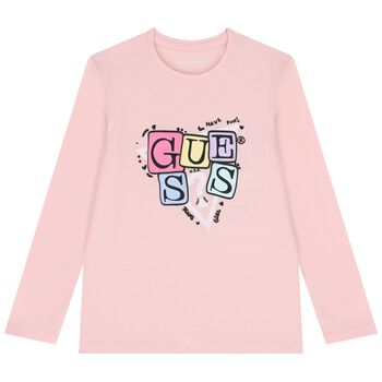 Girls Pink Logo Long Sleeve Top