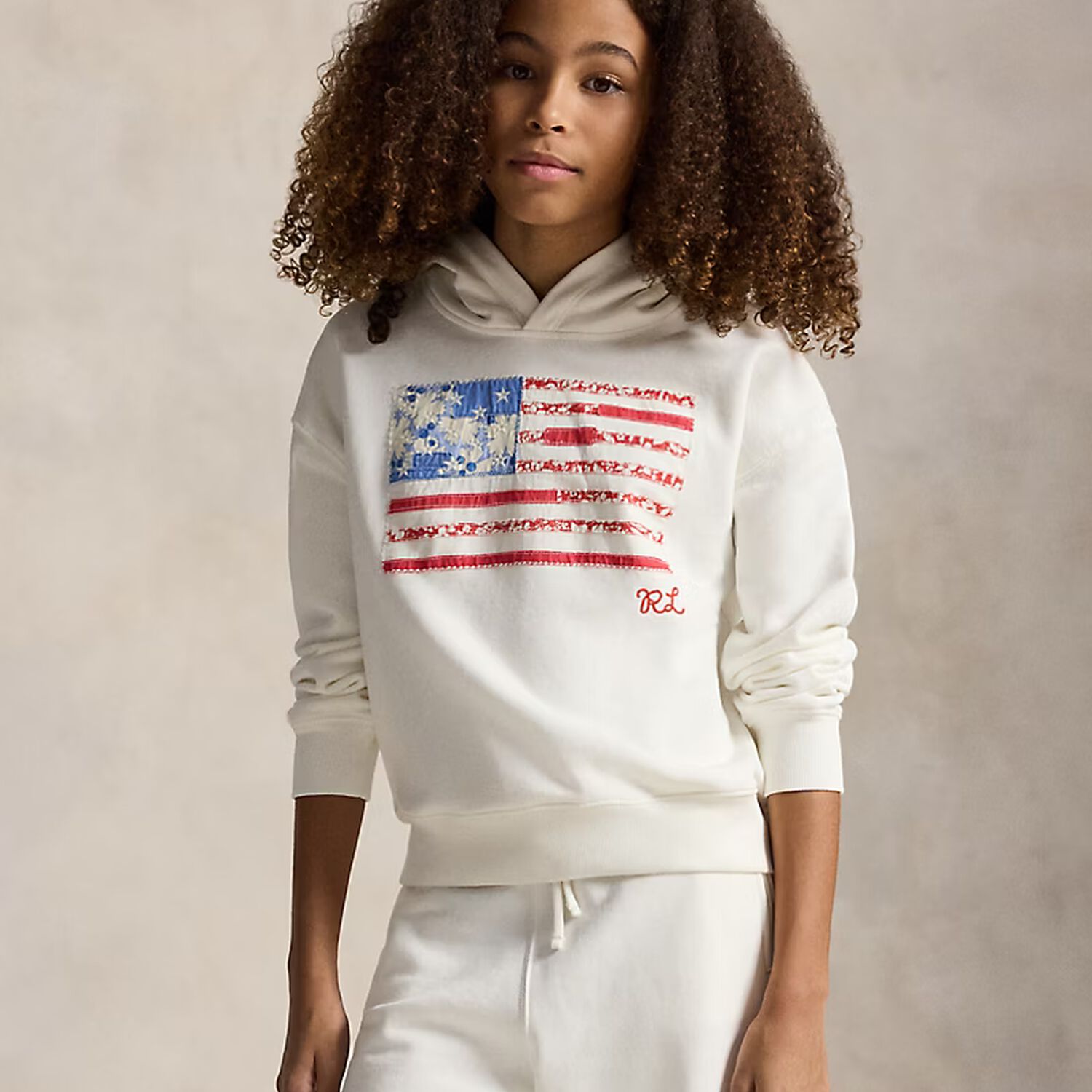 هودي بغطاء رأس بالشعار باللون الأبيض, 1, hi-res