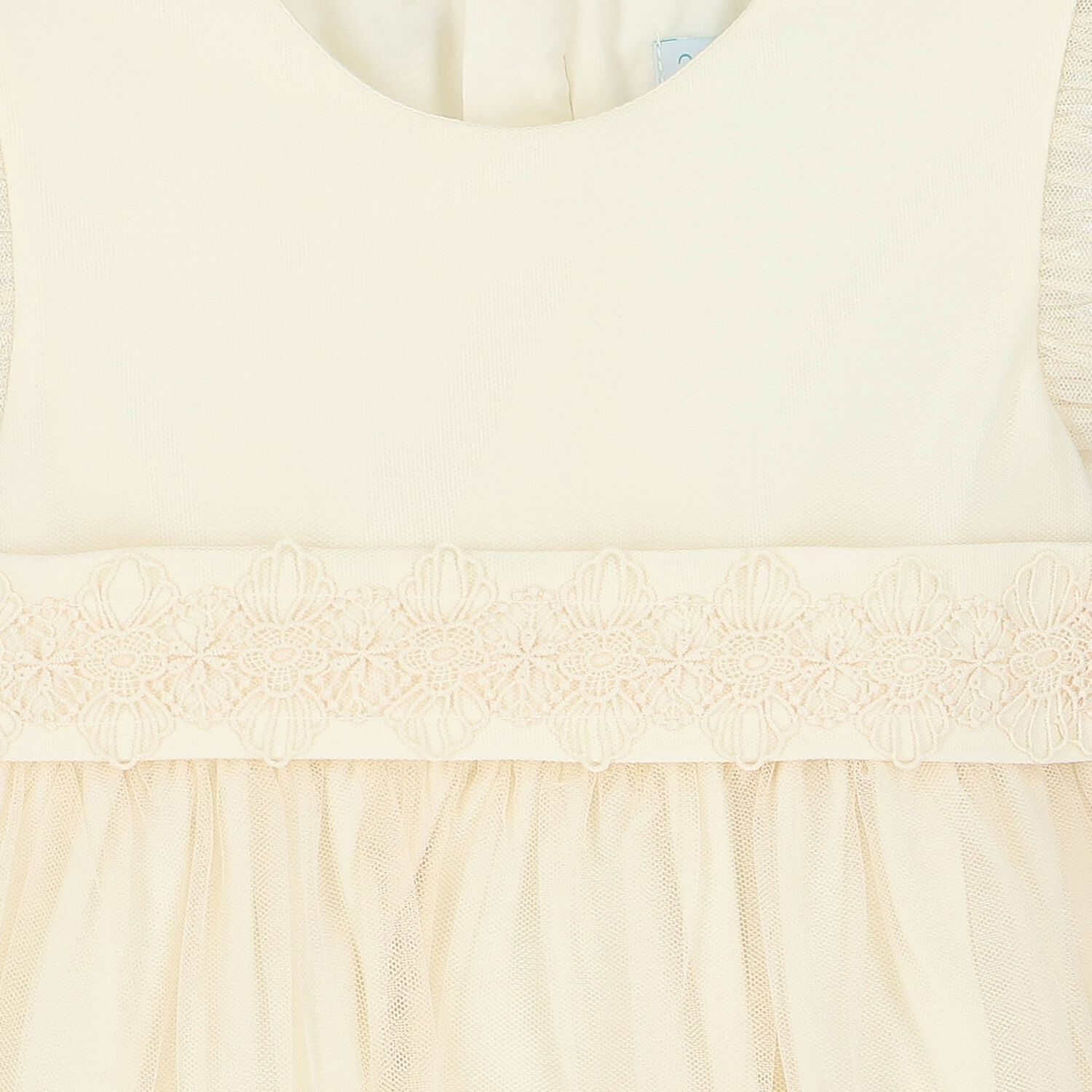 Younger Girls Ivory Tulle & Lace Dress, 1, hi-res