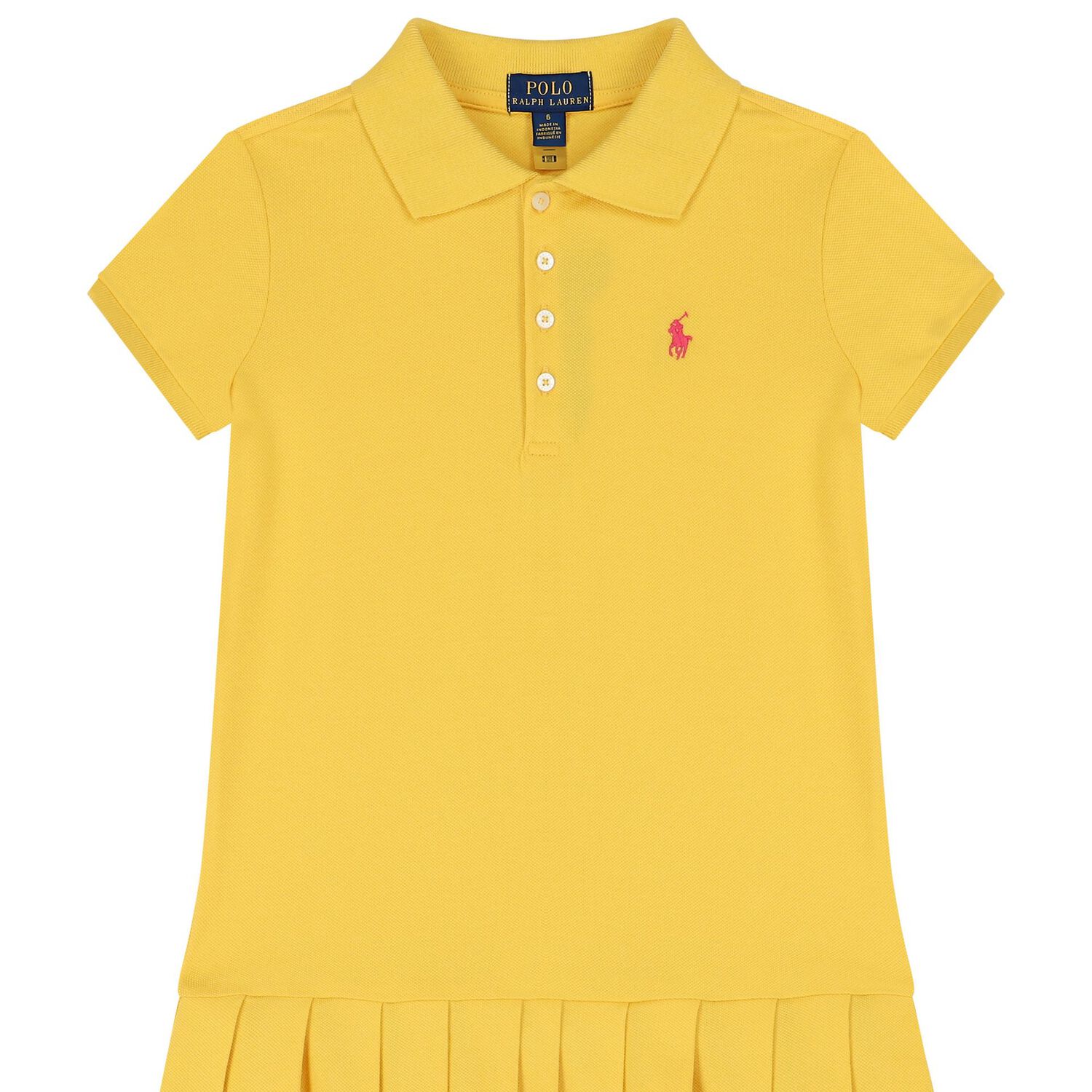 Girls Yellow Logo Polo Dress, 1, hi-res