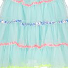 Girls Blue Embellished Tiered Tulle Dress, 1, hi-res