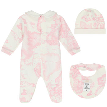 Ivory & Pink Geo Map Babygrow Set