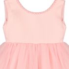 Girls Pink Bow Tulle Dress, 1, hi-res