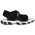 Boys Black Logo Sandals, 2, hi-res