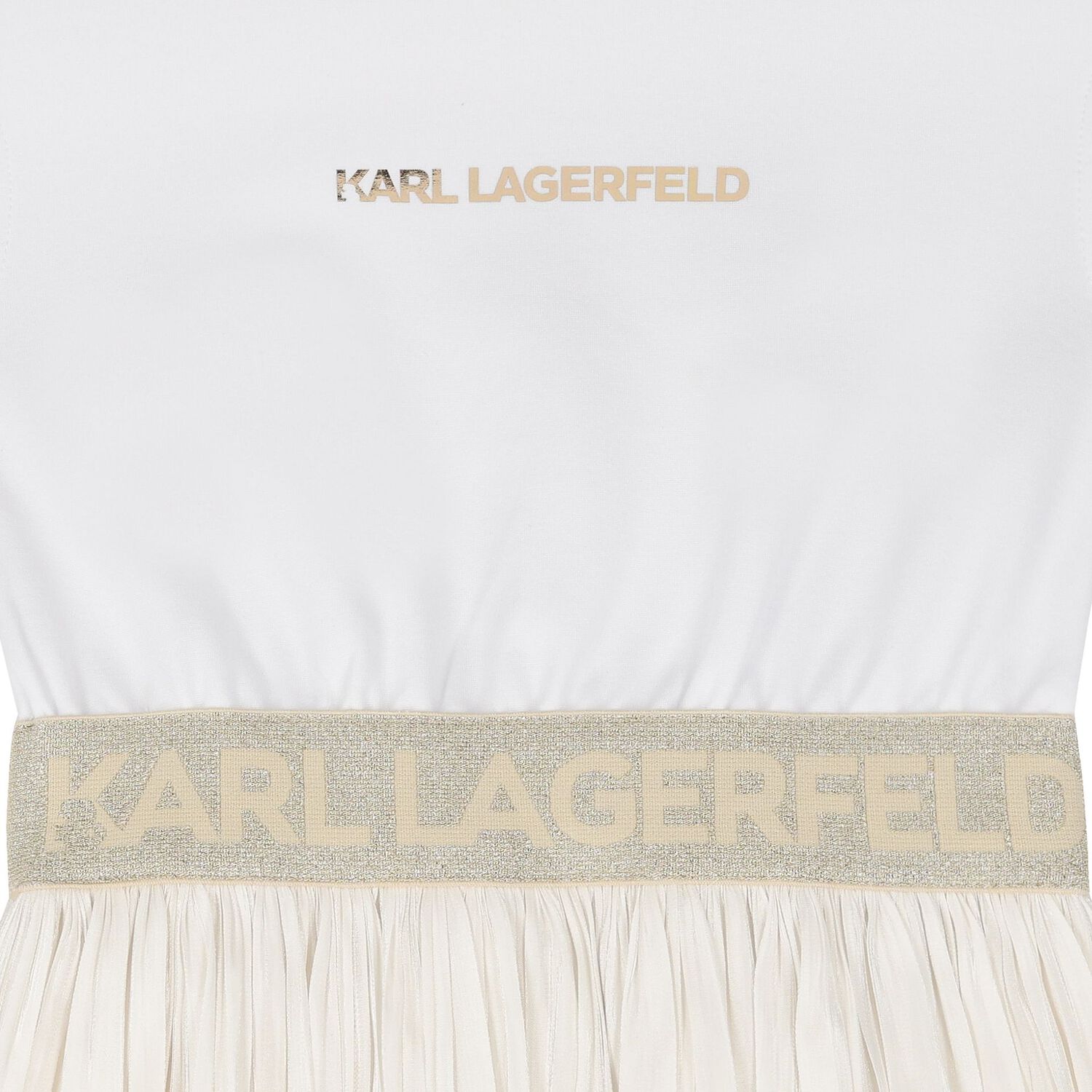 Girls Ivory & Gold Logo Dress, 1, hi-res image number null