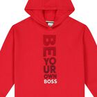 Boys Red Logo Hooded Top, 1, hi-res