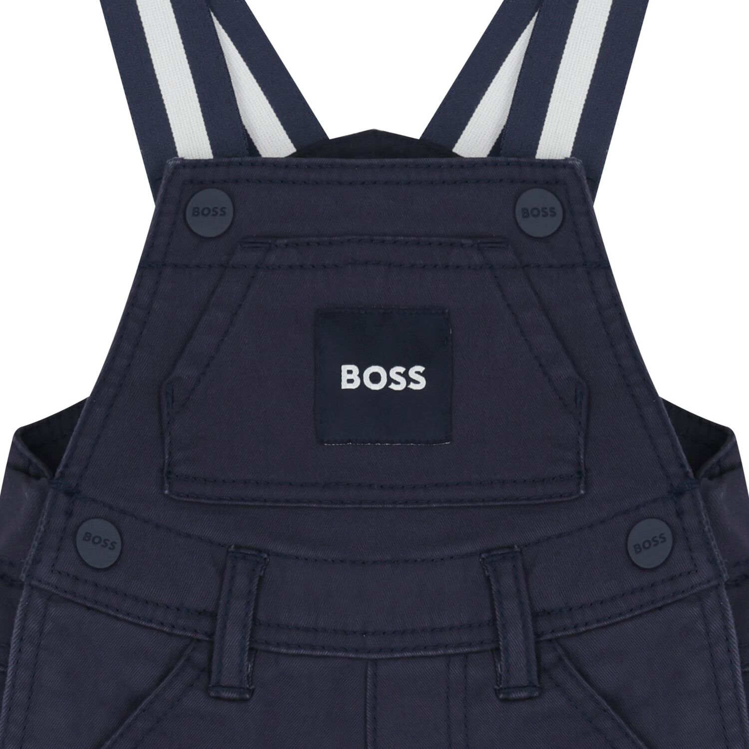 Baby Boys Navy Blue Logo Dungaree, 2, hi-res image number null