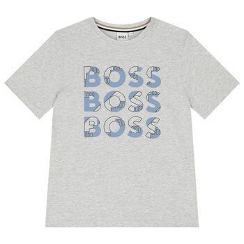 BOSS تيشيرت أولاد بالشعار باللون الرمادي, 5 تيشيرت أولاد بالشعار باللون الرمادي
