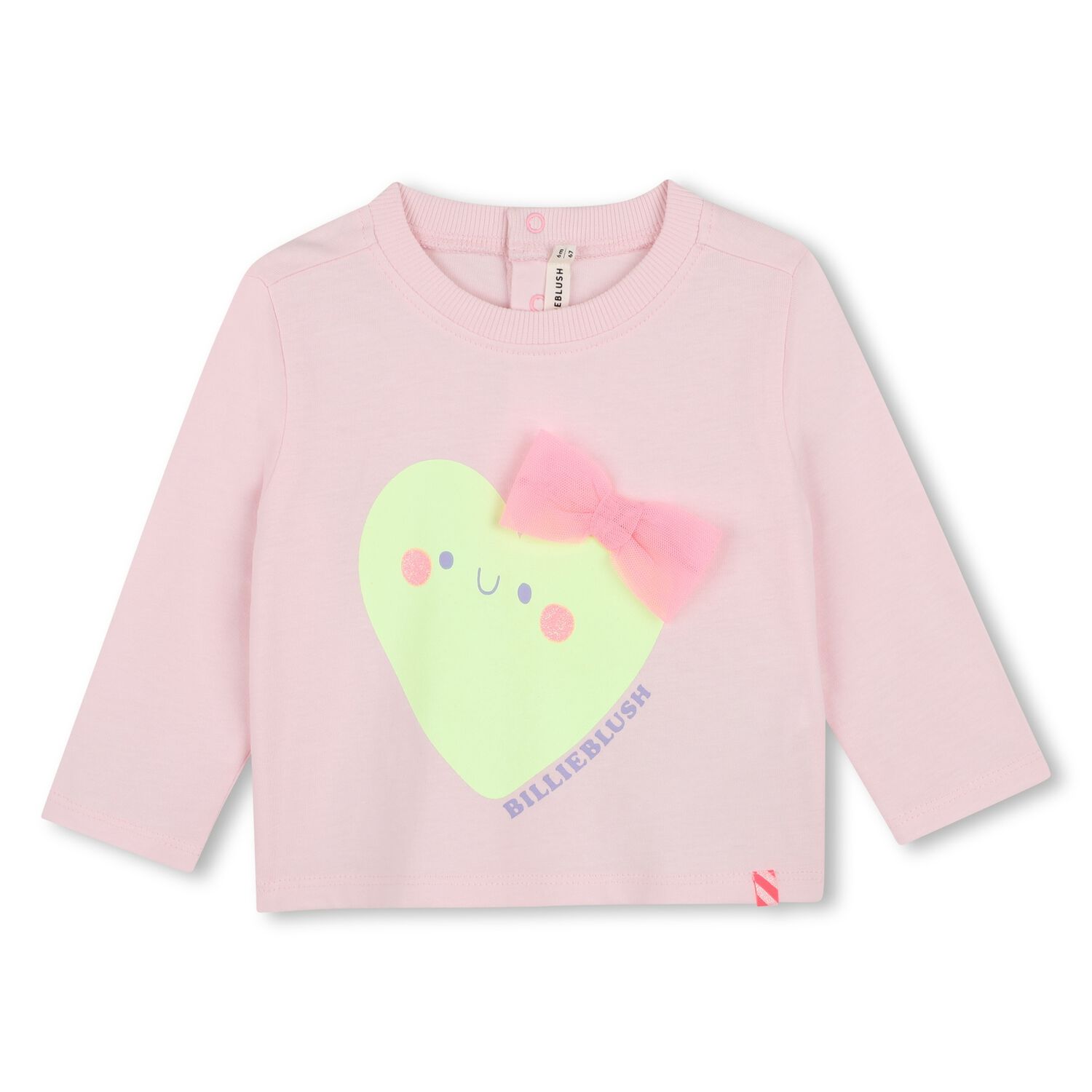 Younger Girls Pink Heart Long Sleeve Top, 1, hi-res