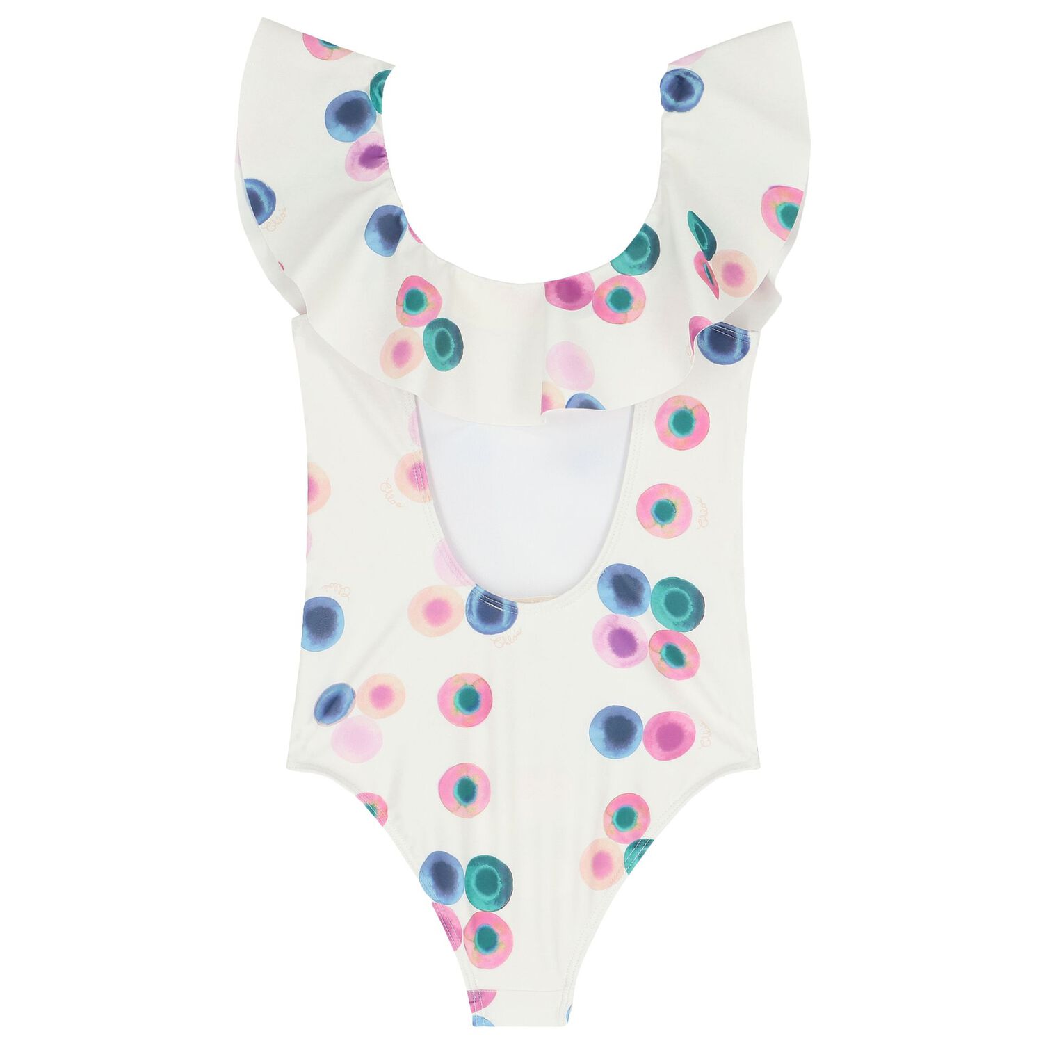 مايوه بنات مكشكش باللون الأبيض, 1, hi-res