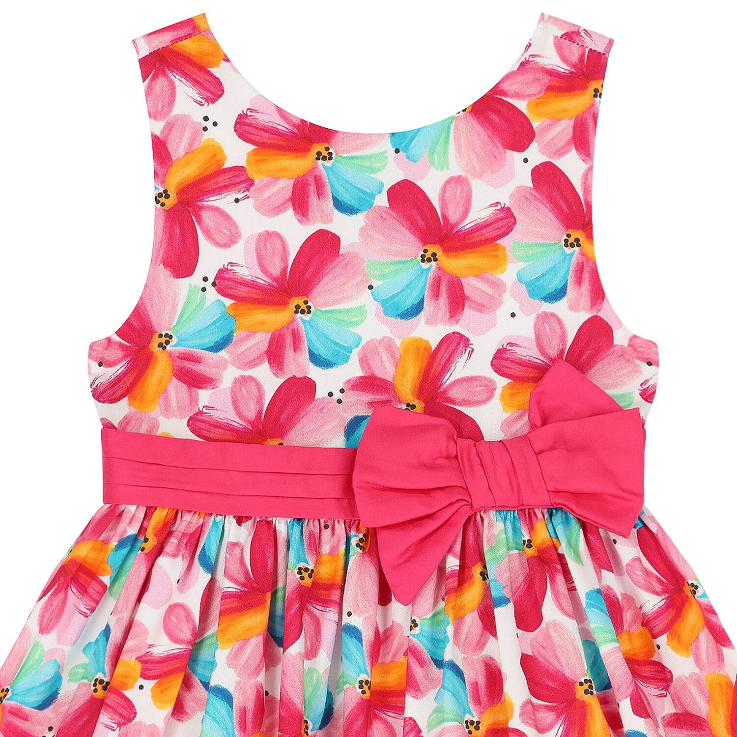 Girls Multi-Coloured Flower Dress, 2, hi-res