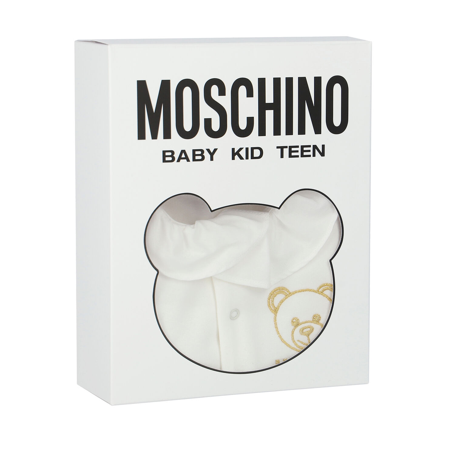 Baby Girls Ivory Teddy Logo Babygrow, 1, hi-res