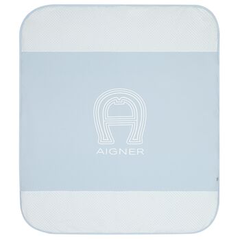 Baby Boys Blue & White Logo Baby Blanket