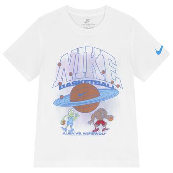Boys White Logo Planet Ball T-Shirt