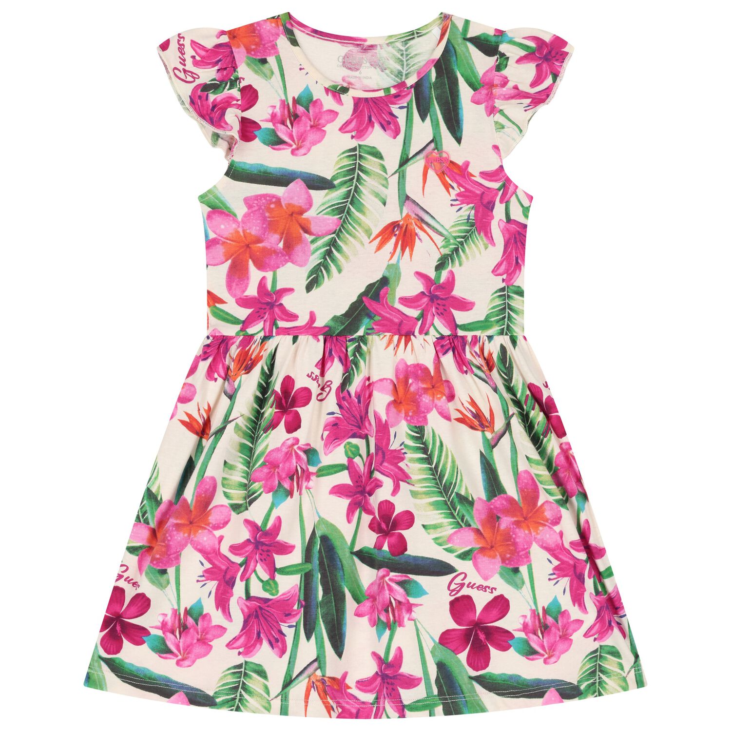 Girls Ivory Floral Dress, 1, hi-res