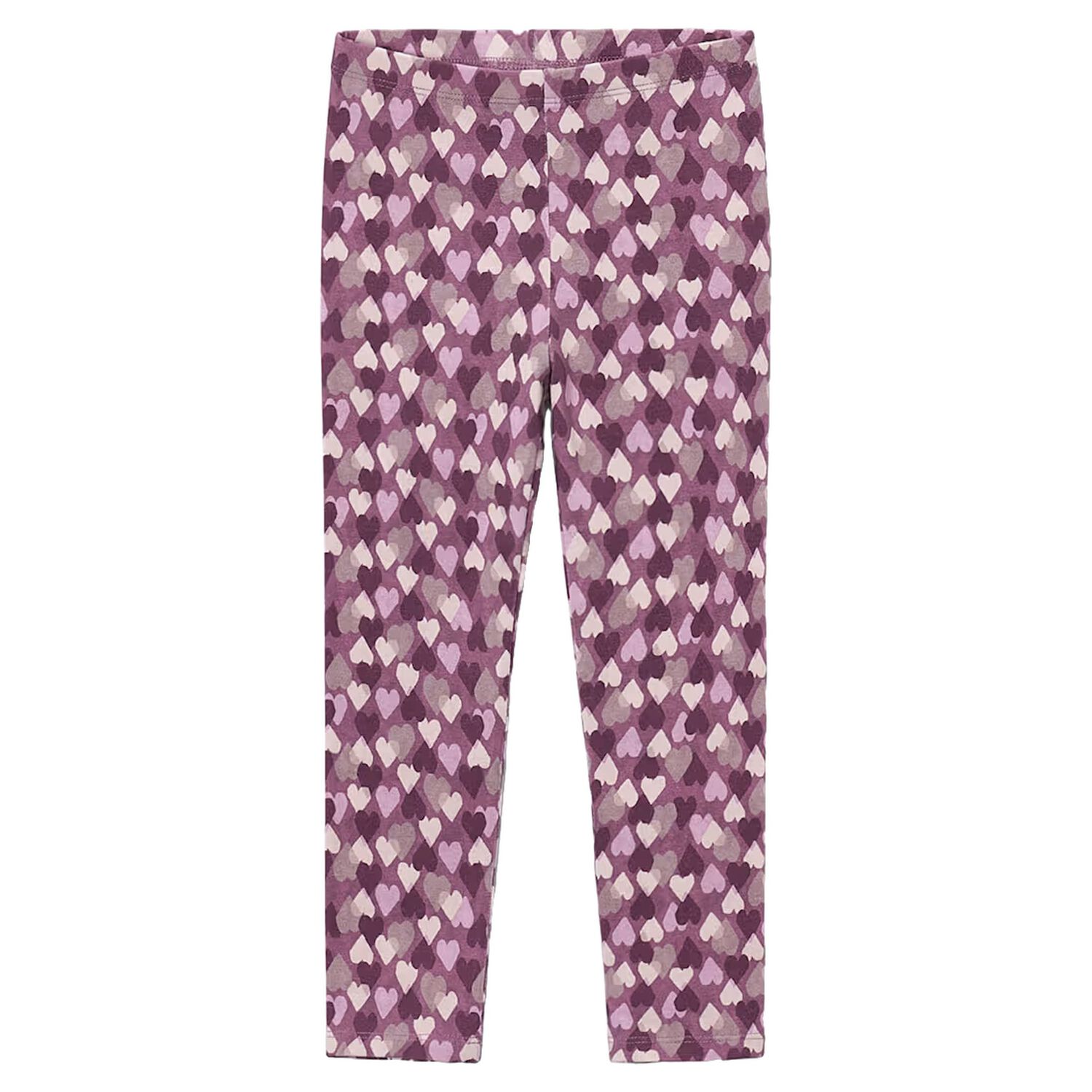Girls Violet Hearts Leggings, 1, hi-res