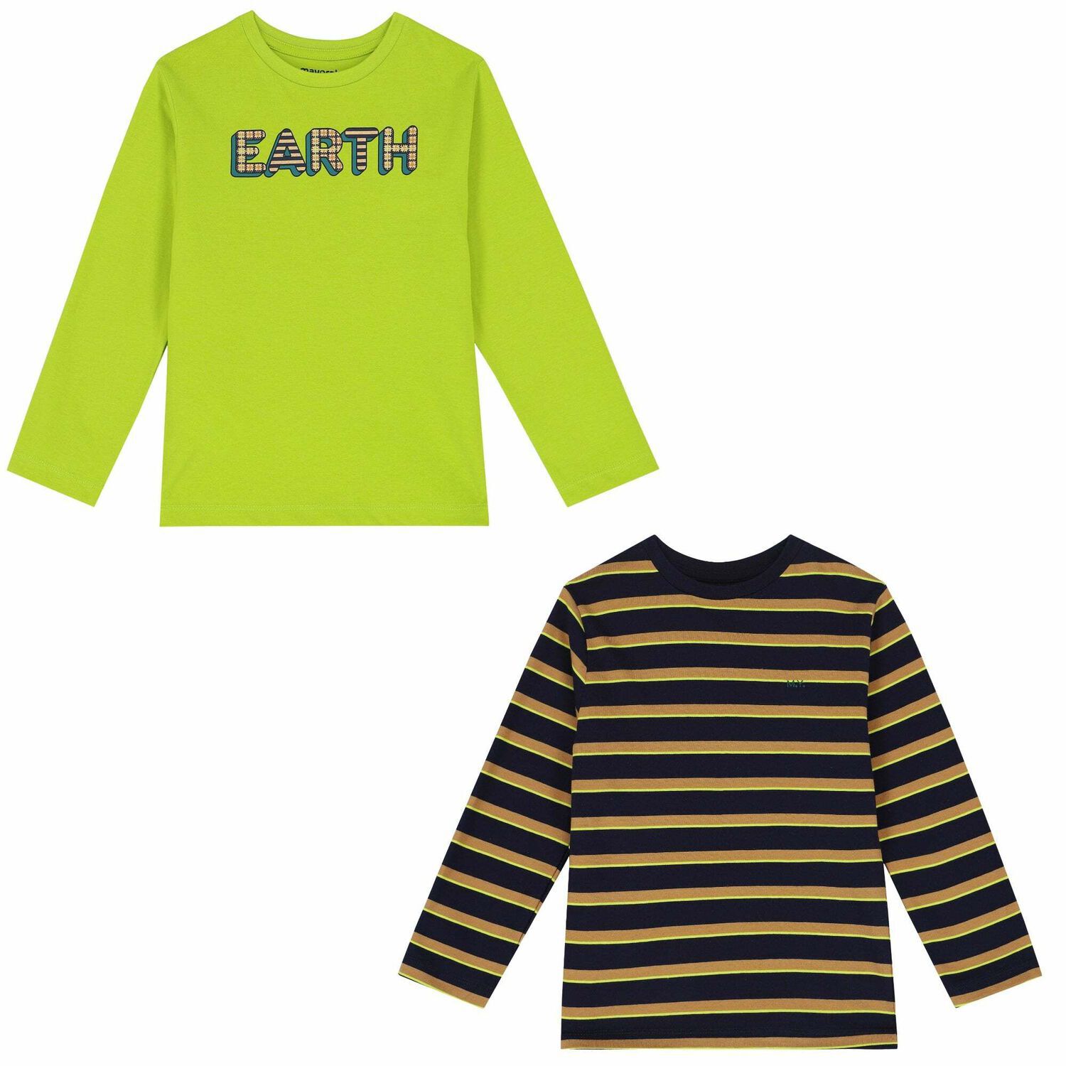 Boys Green & Navy Long Sleeve Tops ( 2-Pack ), 2, hi-res image number null