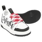 حذاء رياضي من الجلد الأبيض والأسود بشعار العلامة التجارية, 1, hi-res