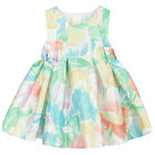 Younger Girls Multi-Colored Floral Satin Dress, 1, hi-res