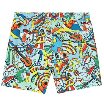 Boys Blue Printed Swim Shorts