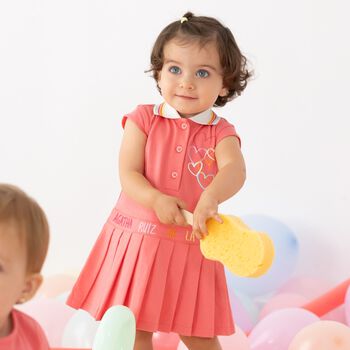 Girls Pink Polo Logo Dress