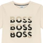 Boys Beige Logo T-Shirt, 2, hi-res