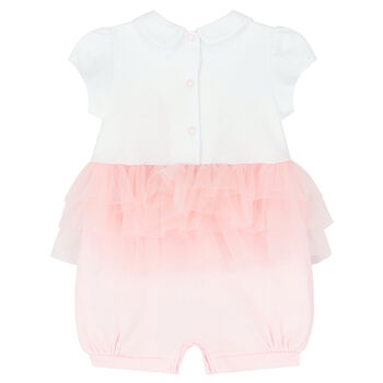 Baby Girls White & Pink Floral Romper